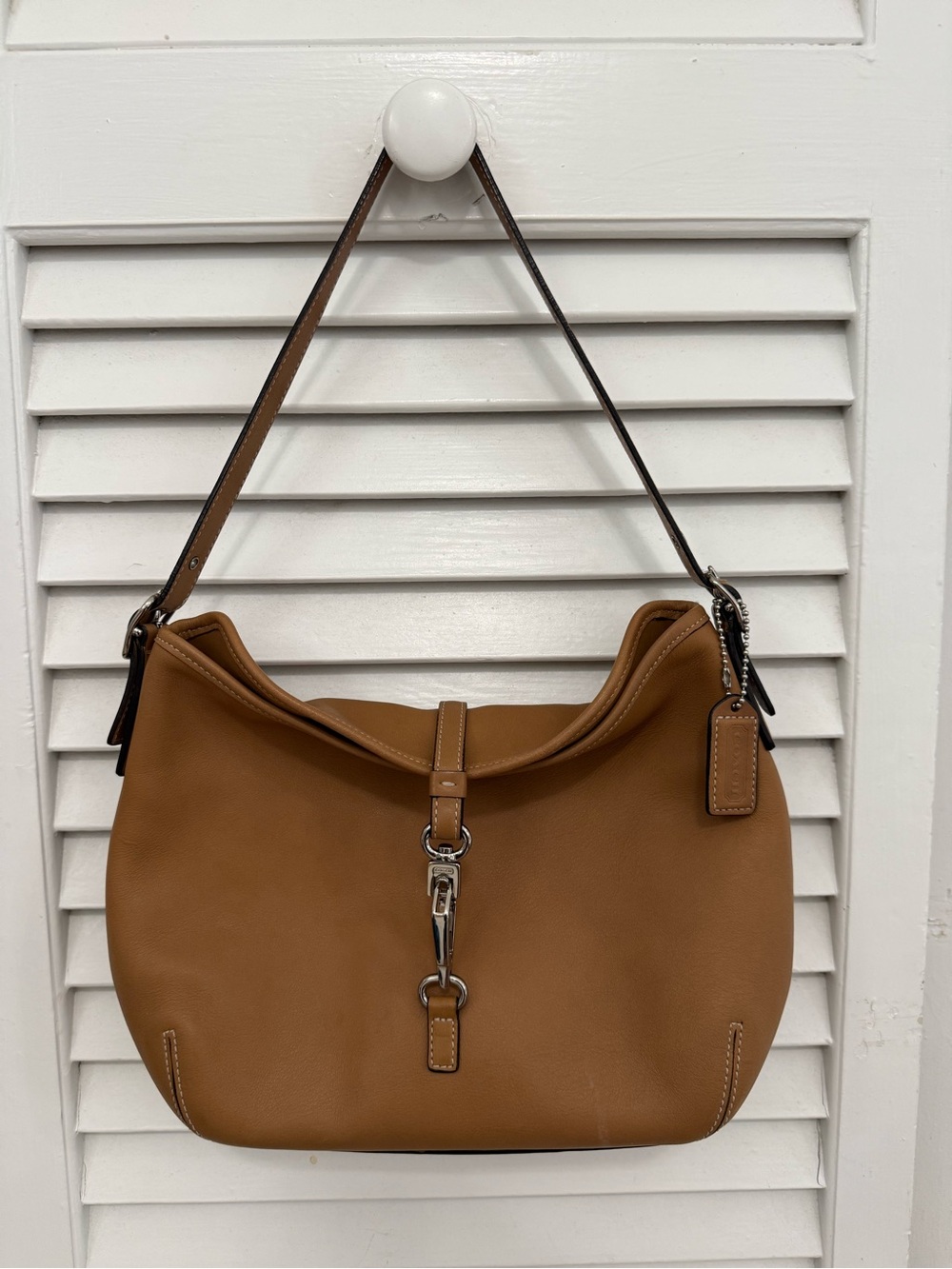 Vintage Coach Hamptons British Tan Leather Clip Hobo Shoulder Bag Style 7778 - Picture 2 of 9